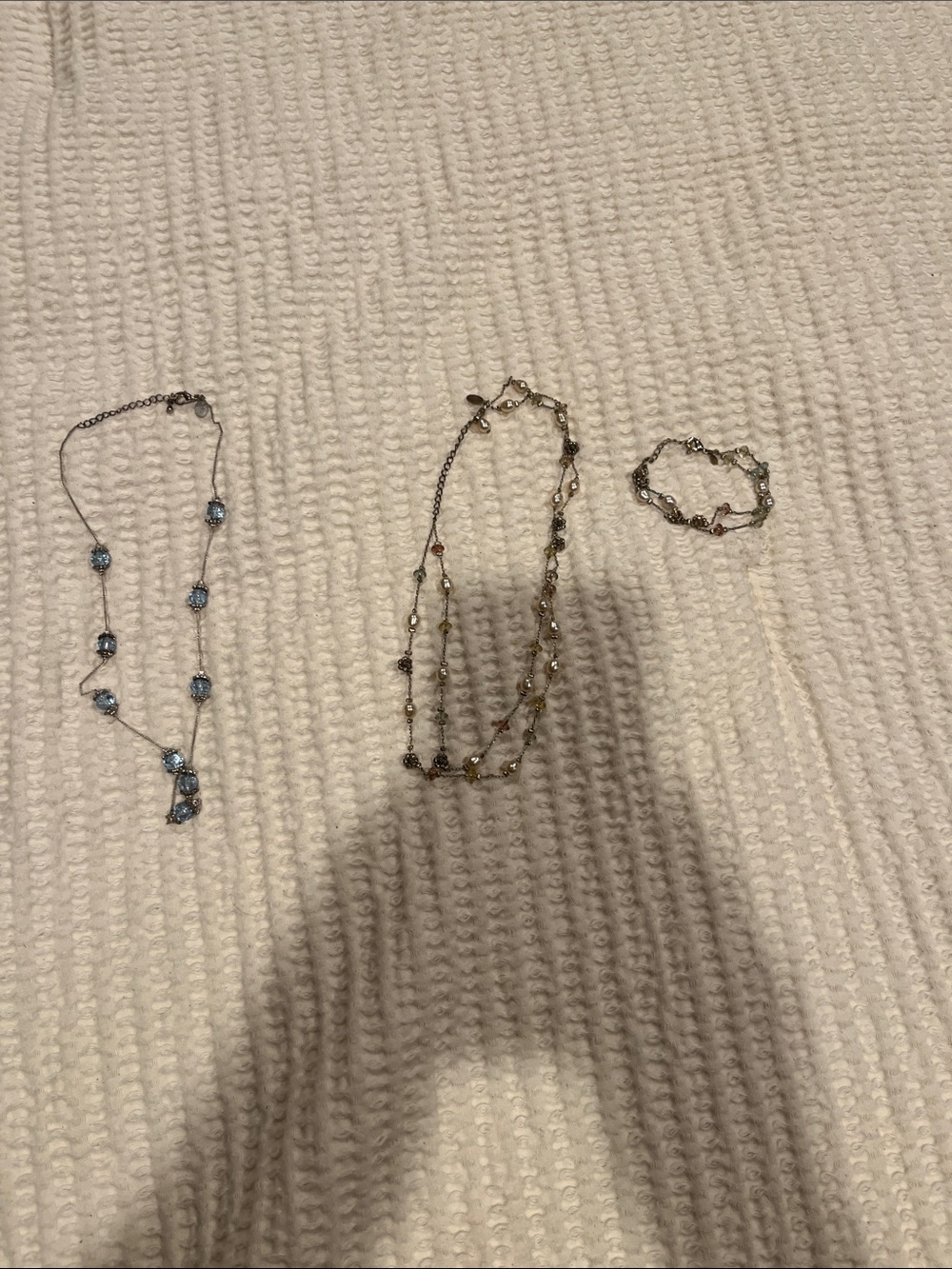 Lea SophiaBlue Crystal Station Necklace and bead and pearl set